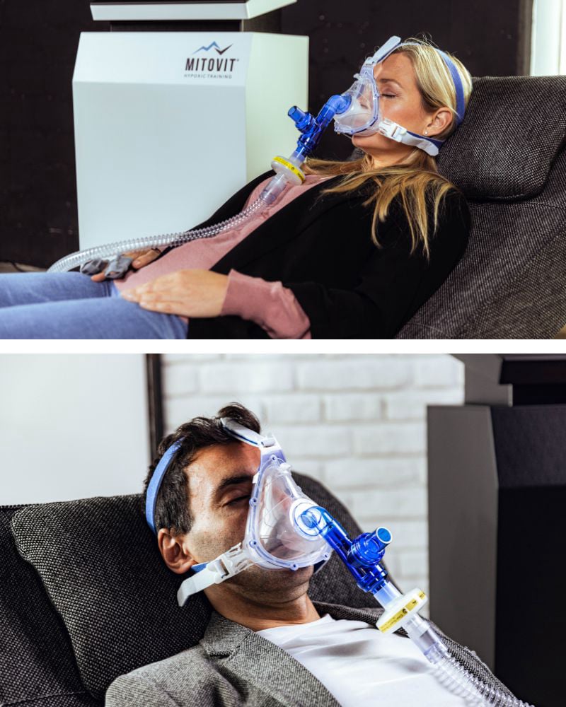 Mitovit Anwendungsbeispiel zeigt 2 Patienten mit Maske